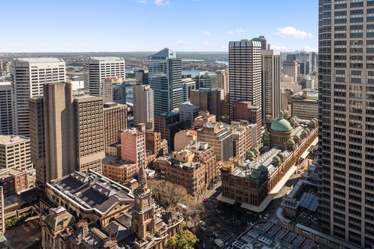 Meriton Suites Pitt Street, Sydney Exteriör bild Aerial view of the CBD